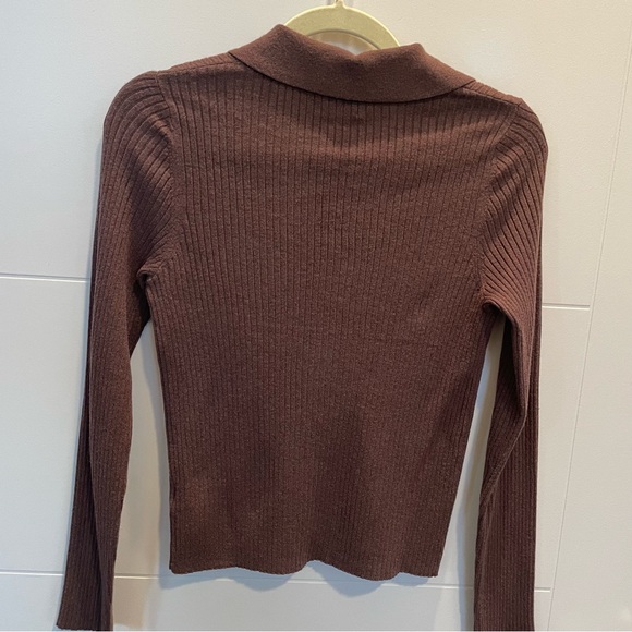 🌟A NEW DAY🌟Brown Ribbed Button-Up Cardigan, Small - Picture 4 of 4